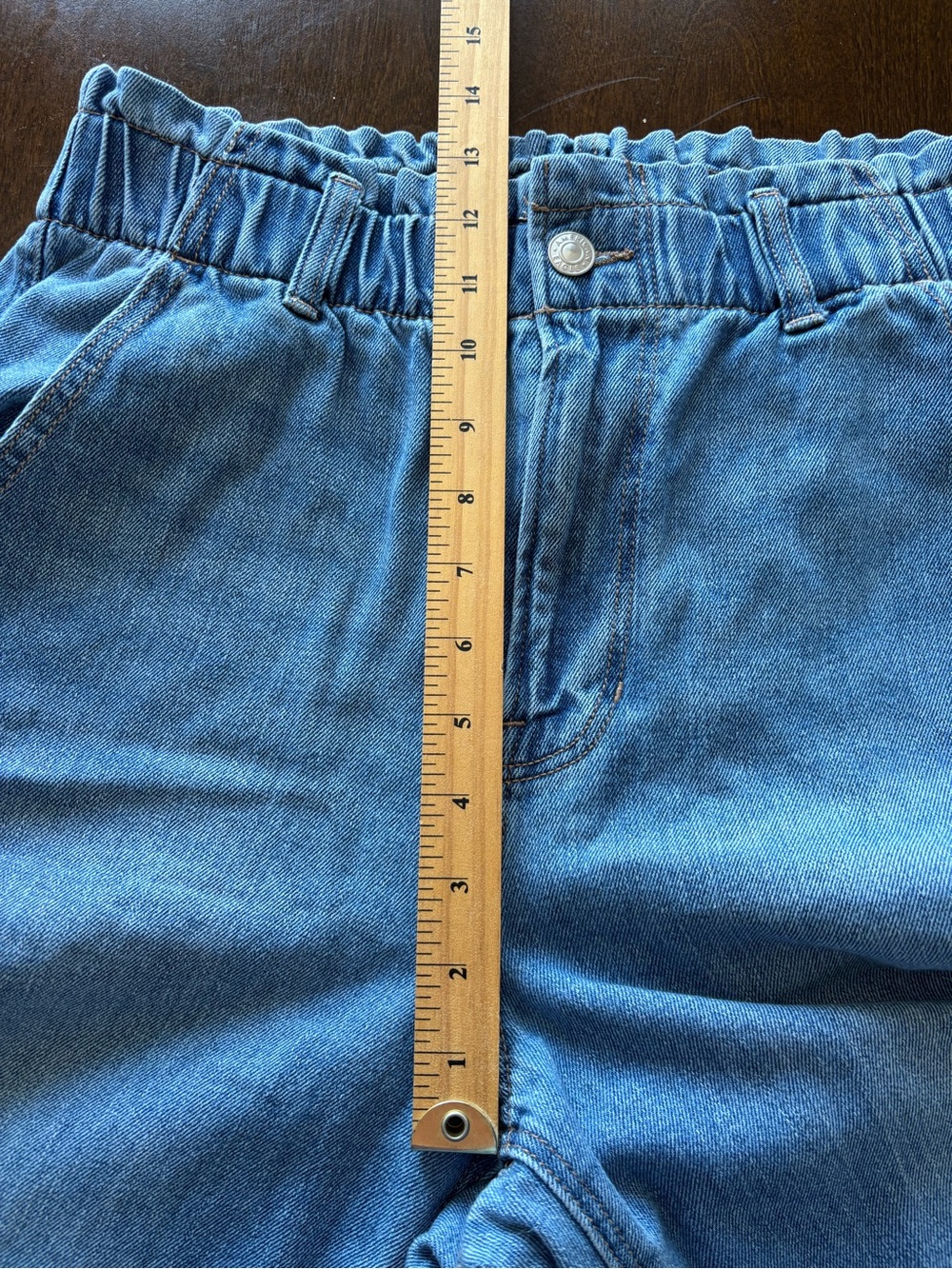 American Eagle Mom Jeans Elastic Paperbag Waist High-Rise 12 Medium Wash - Picture 8 of 11